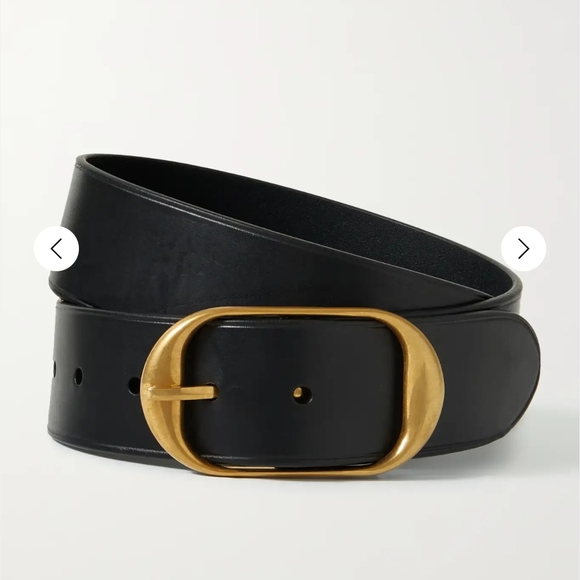 Nili Lotan Accessories - Black Leather Belt with Gold Buckle
